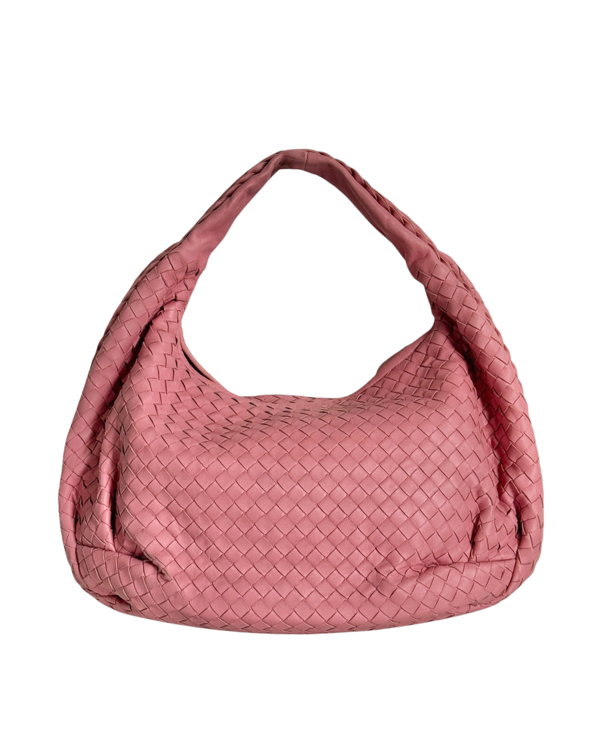 Bottega Veneta Vintage Pink Intrecciato Leather Hobo Shoulder Bag