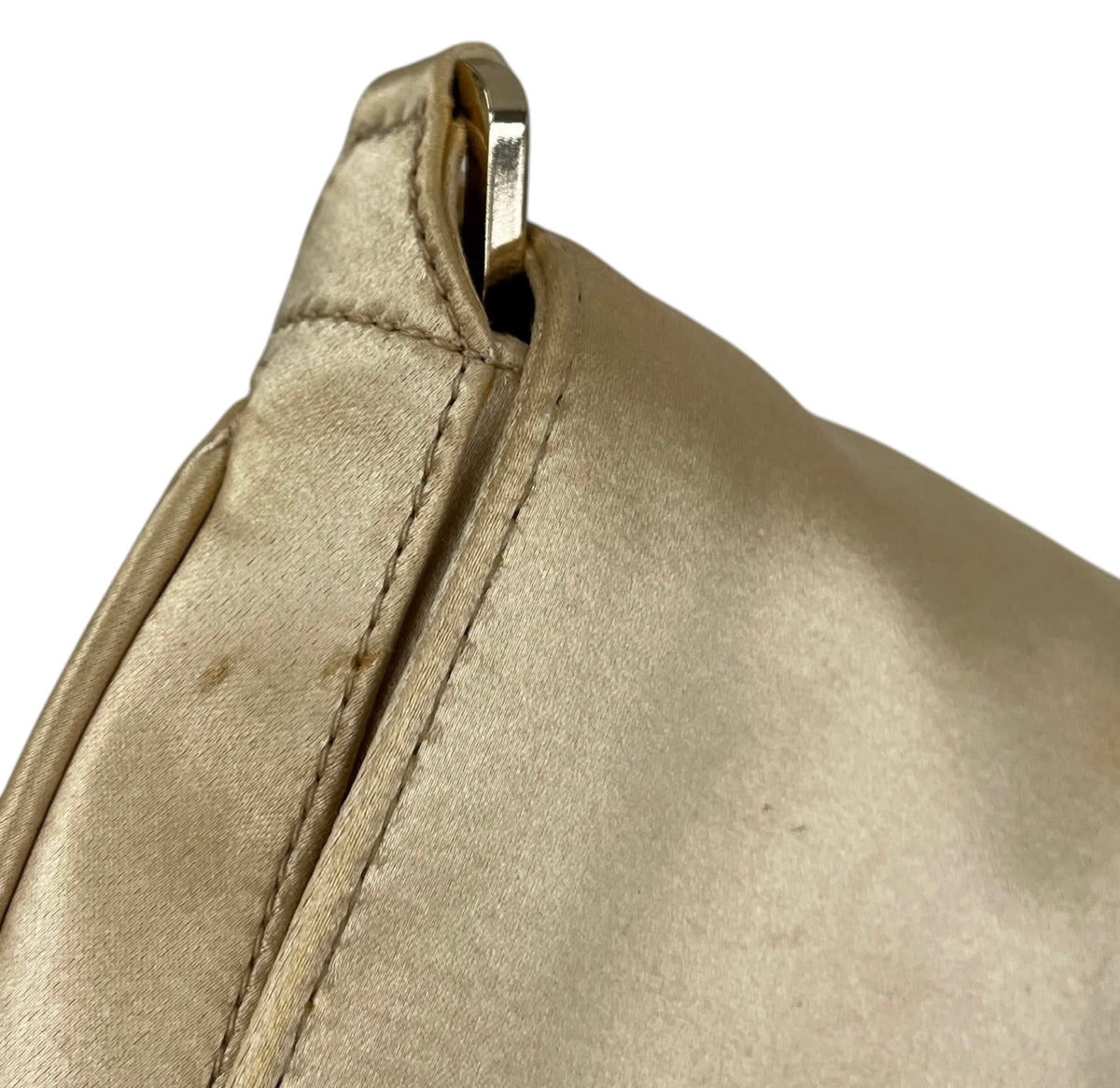 Gucci Vintage Champagne Gold Satin Chain Shoulder Evening Bag