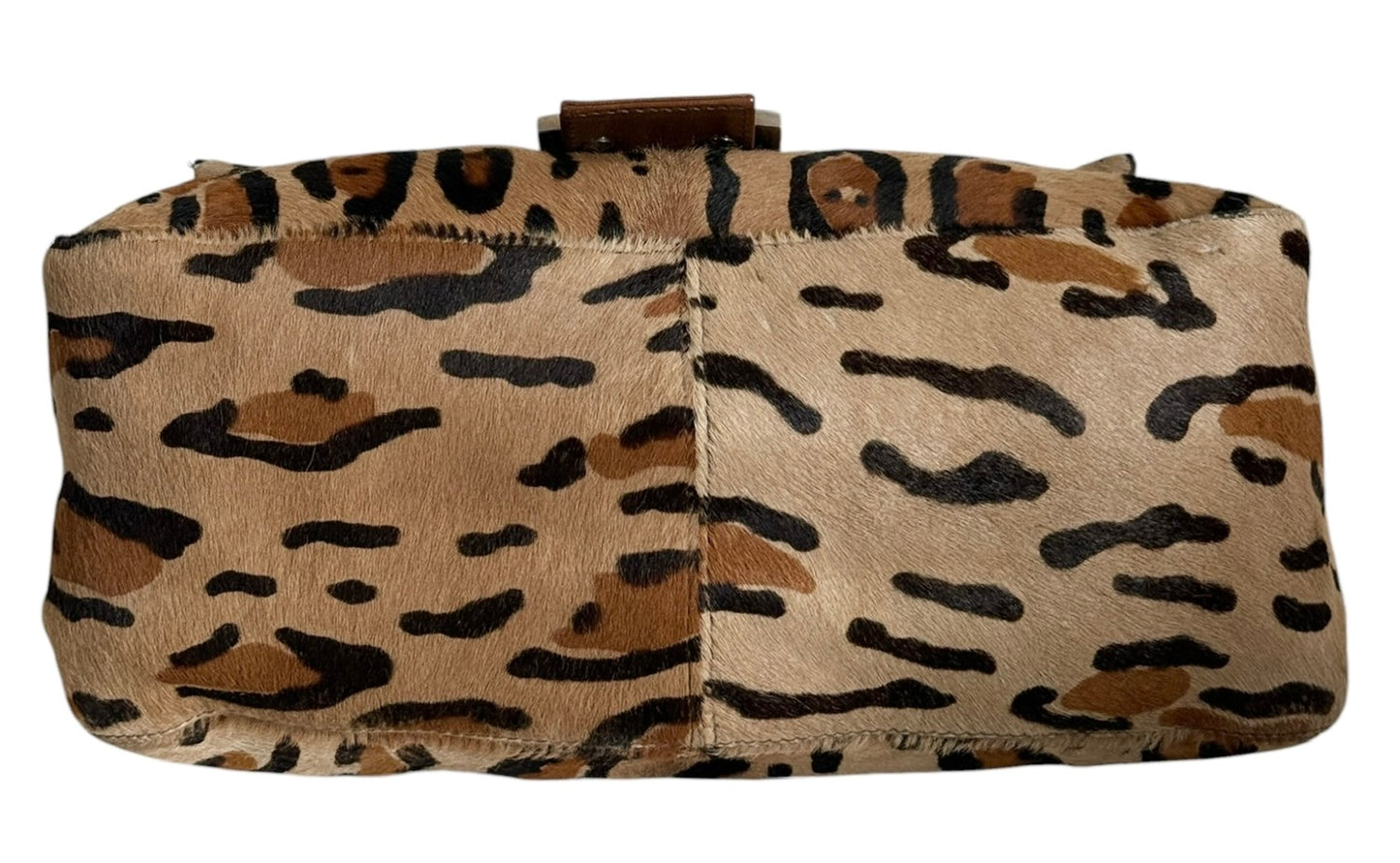 Fendi Vintage Light Brown Leopard Print Pony Hair Mamma Baguette Shoulder Bag