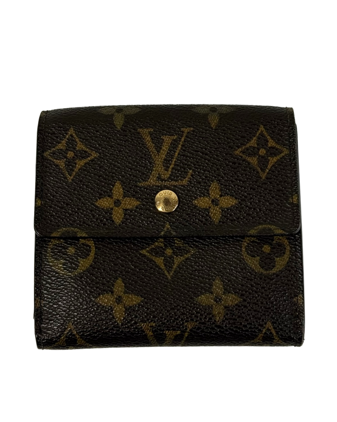 Louis Vuitton Vintage Brown Monogram Trifold Snap Wallet