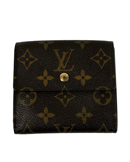 Louis Vuitton Vintage Brown Monogram Trifold Snap Wallet
