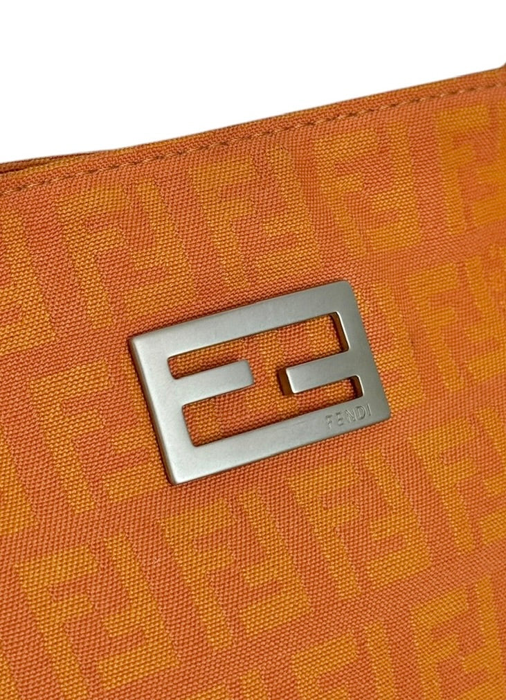 Fendi Vintage Orange Zucchino Zucca Monogram Mini Bucket Pochette Bag 