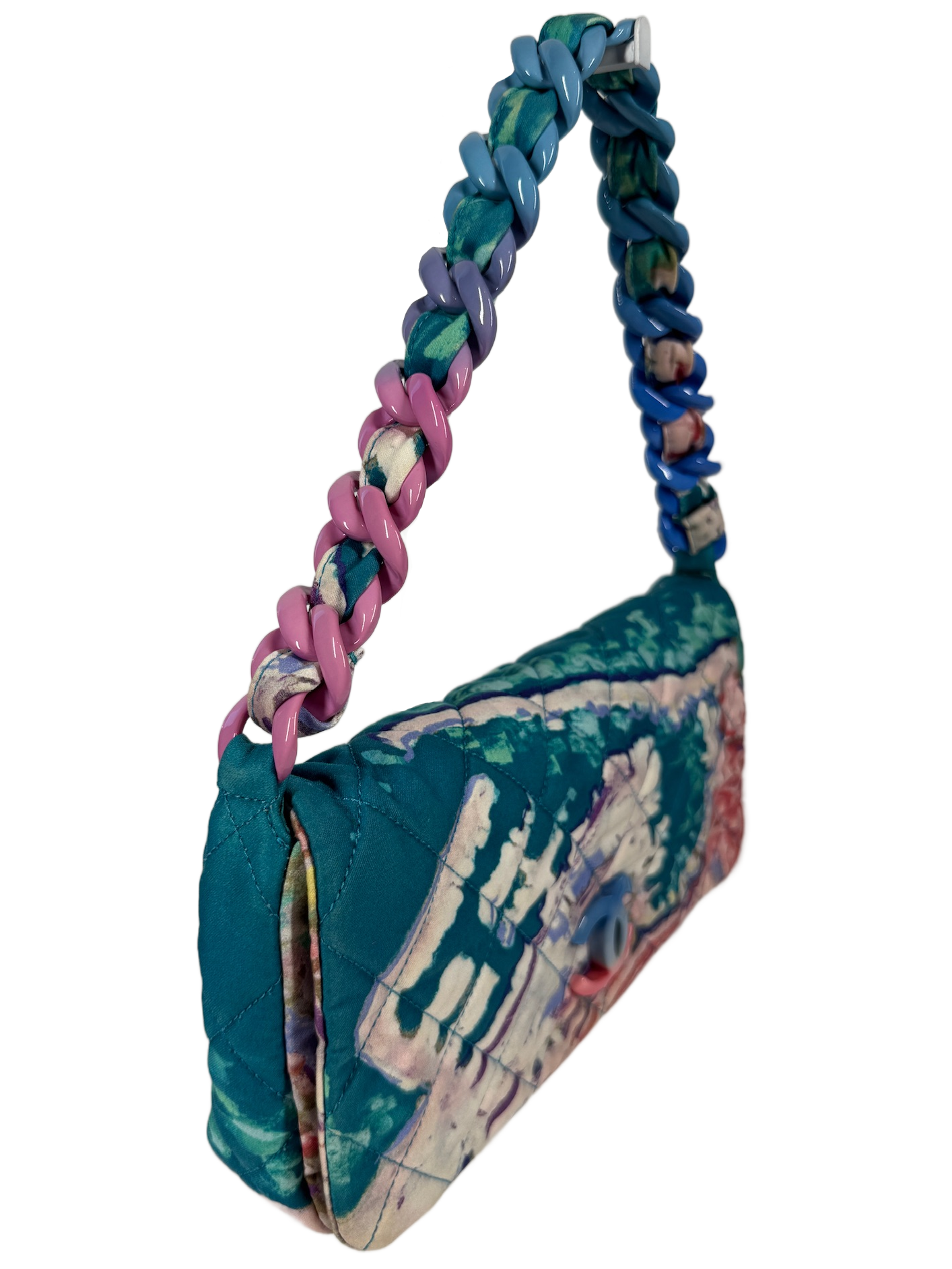 Chanel Watercolor Graffiti Quilted Nylon Acrylic Chain Shoulder Flap Bag