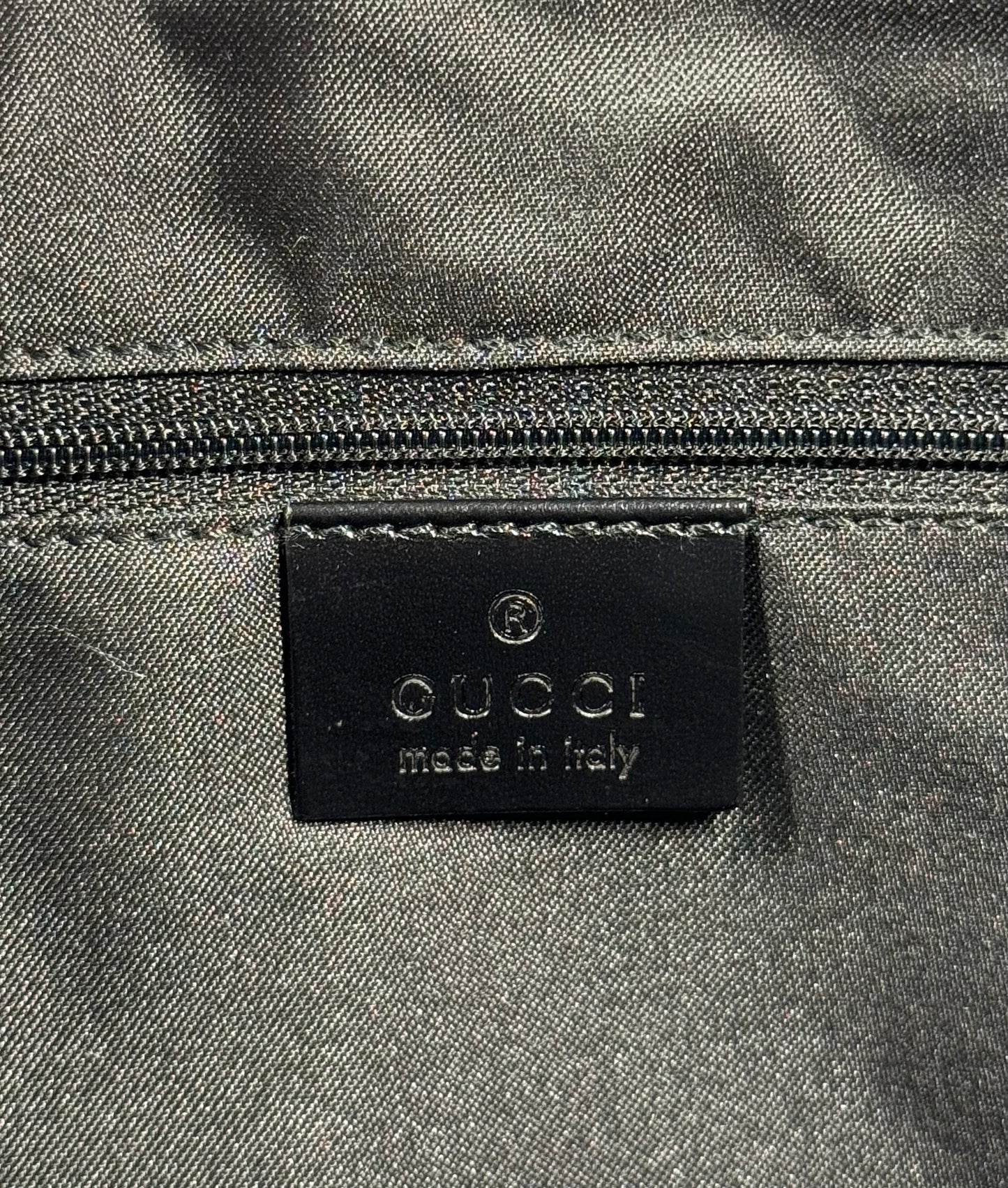 Gucci Vintage Black GG Monogram Embossed Suede Large Hobo Shoulder Bag