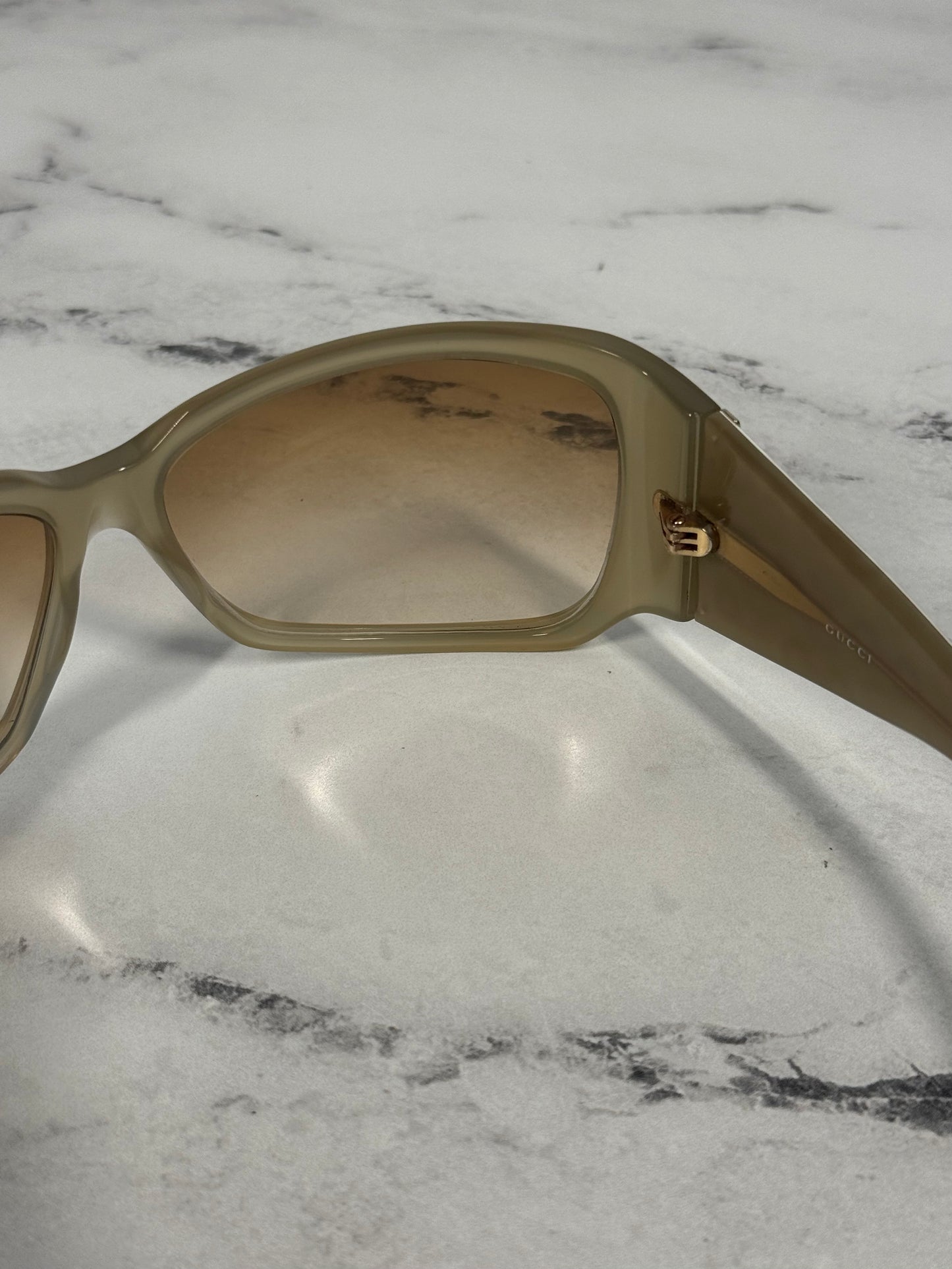 Gucci Vintage Purple & Beige Horsebit Logo Oversized Gradient Lens Sunglasses