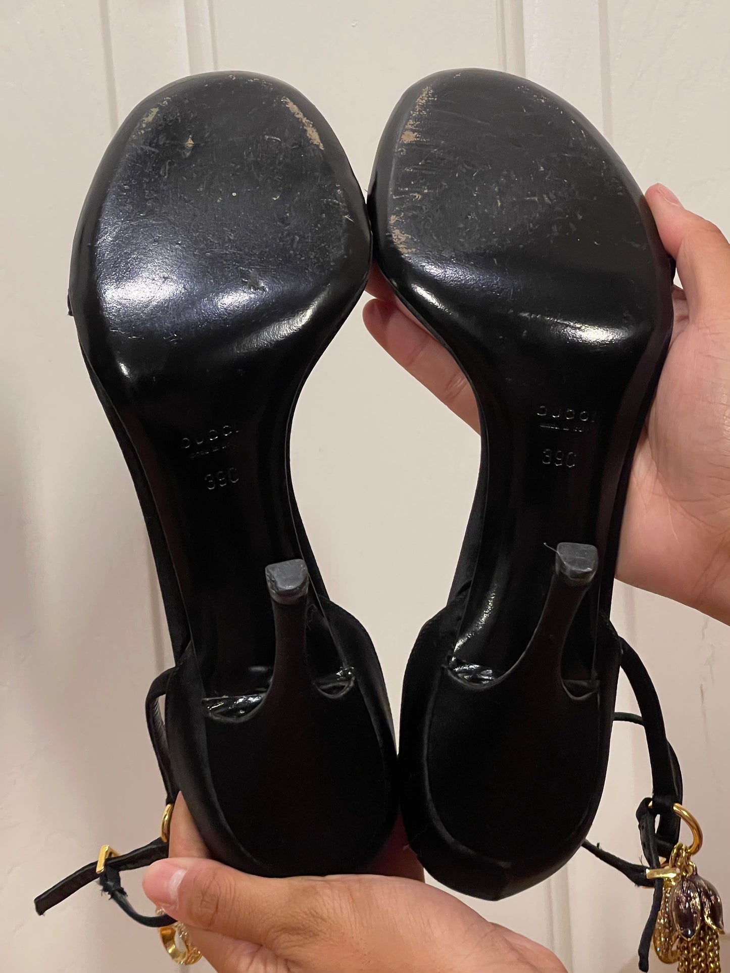 Gucci by Tom Ford Vintage Black Satin Jeweled Pump Heels - Size 37.5