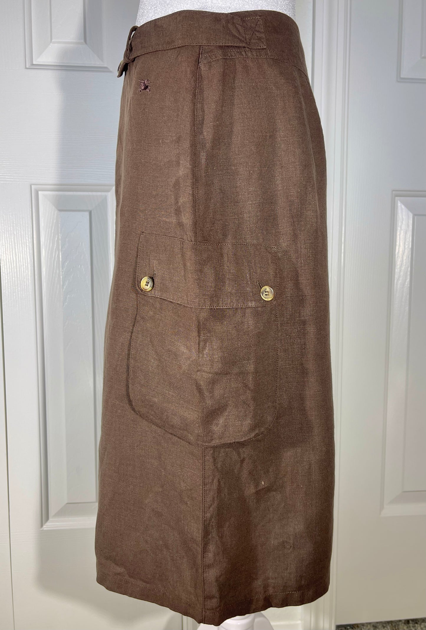 Burberry Vintage Brown Midi Cargo Skirt - Size 40