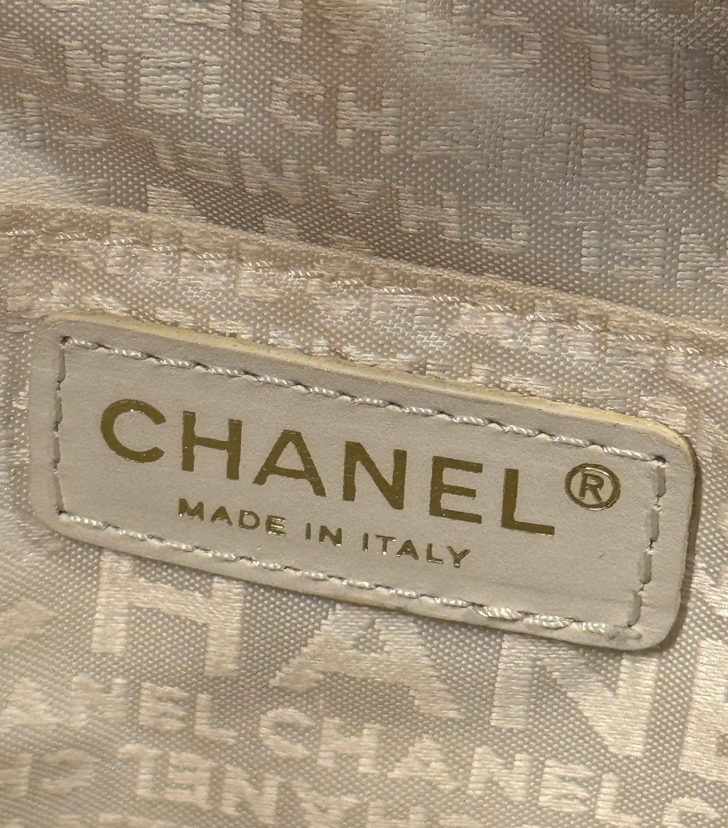 Chanel Vintage 00s Black & White Canvas Chocolate Bar Pochette Bag