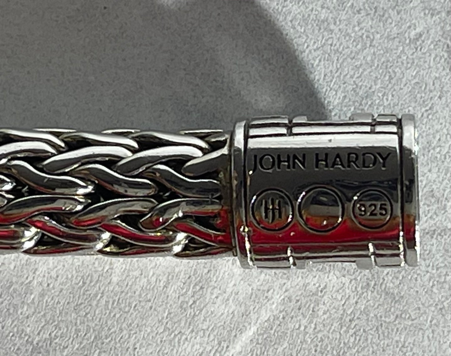 John Hardy 925 Sterling Silver & Lava Black Sapphire Classic Chain Woven Bracelet - Size Large