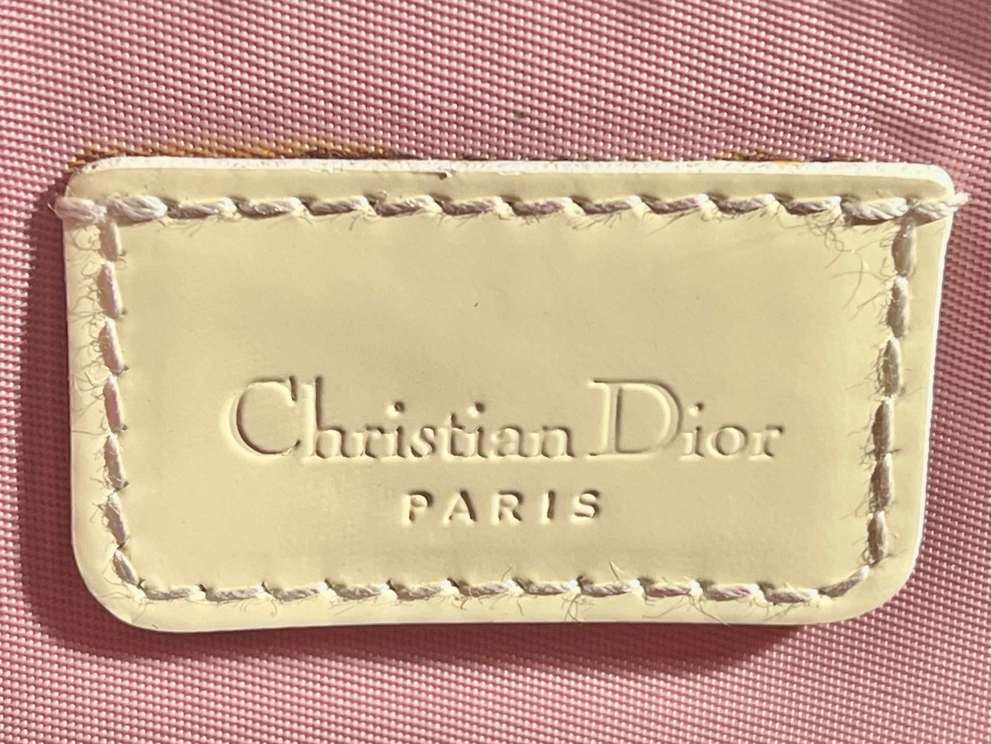 Christian Dior Vintage Diorissimo Mini Saddle Pochette, Pink and White,  Preowned in Dustbag WA001