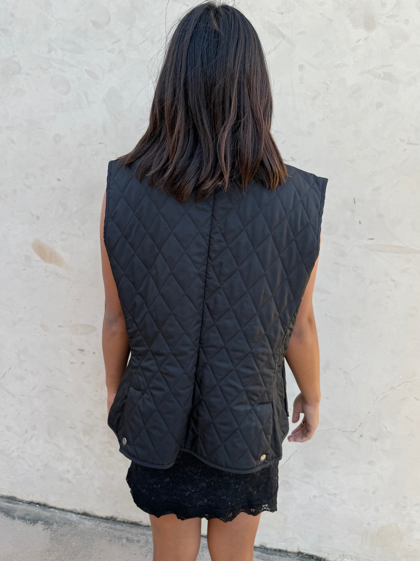 Burberry Vintage Black Quilted Vest w Check Lining