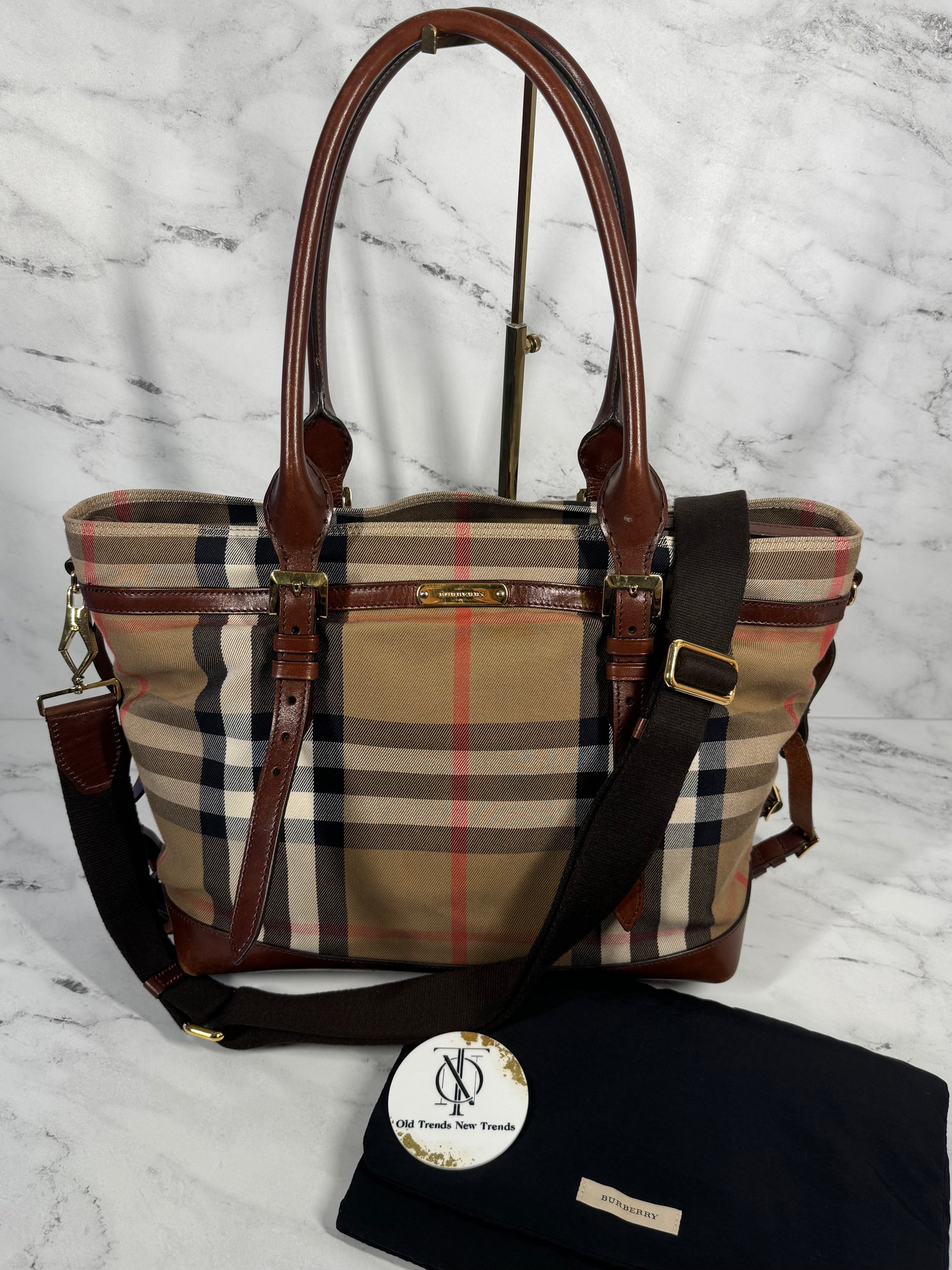 Burberry plaid diaper bag sale