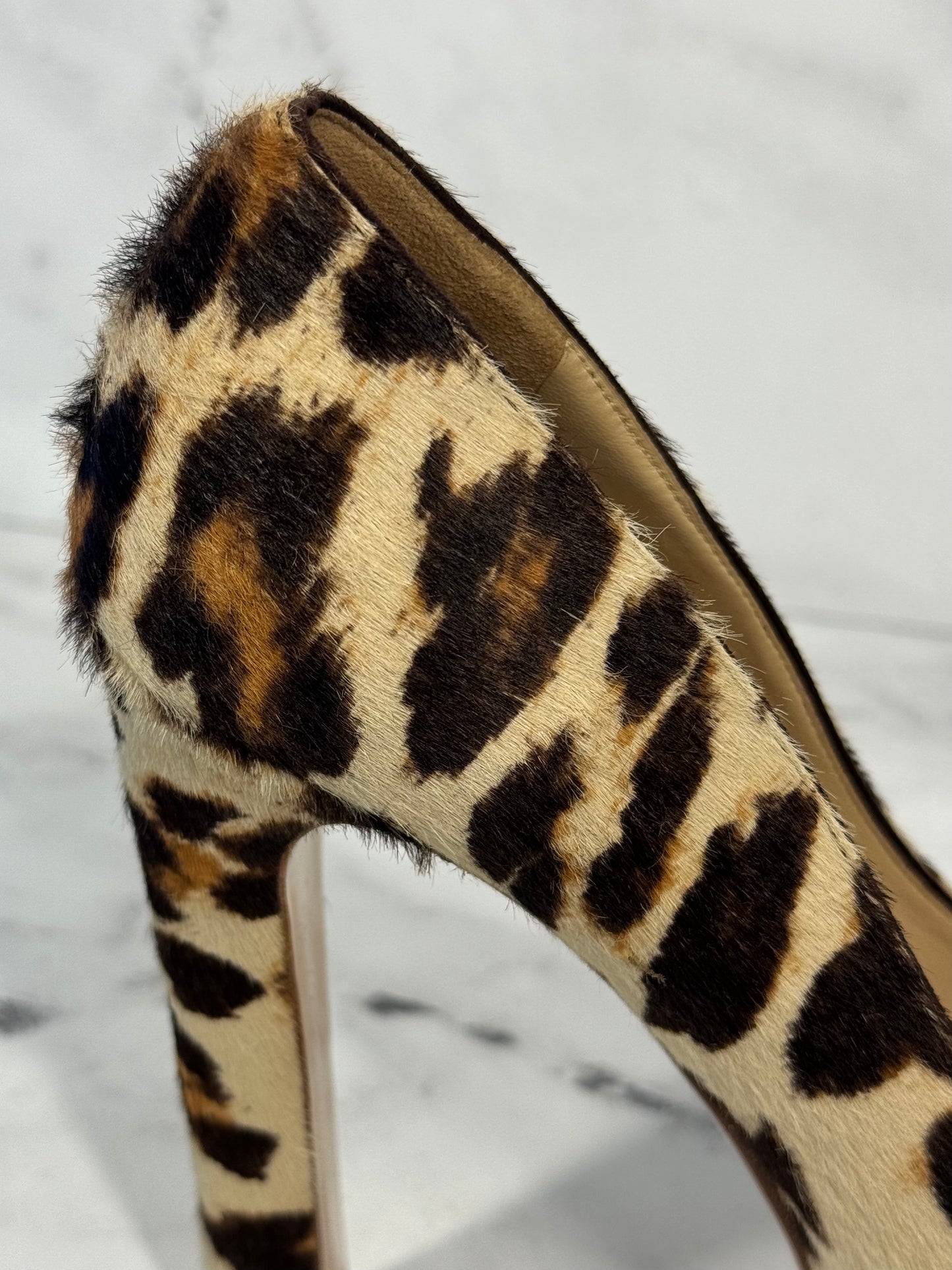 Miu Miu Vintage Ponyhair Leopard Espadrille Pump Heels - Size 36.5