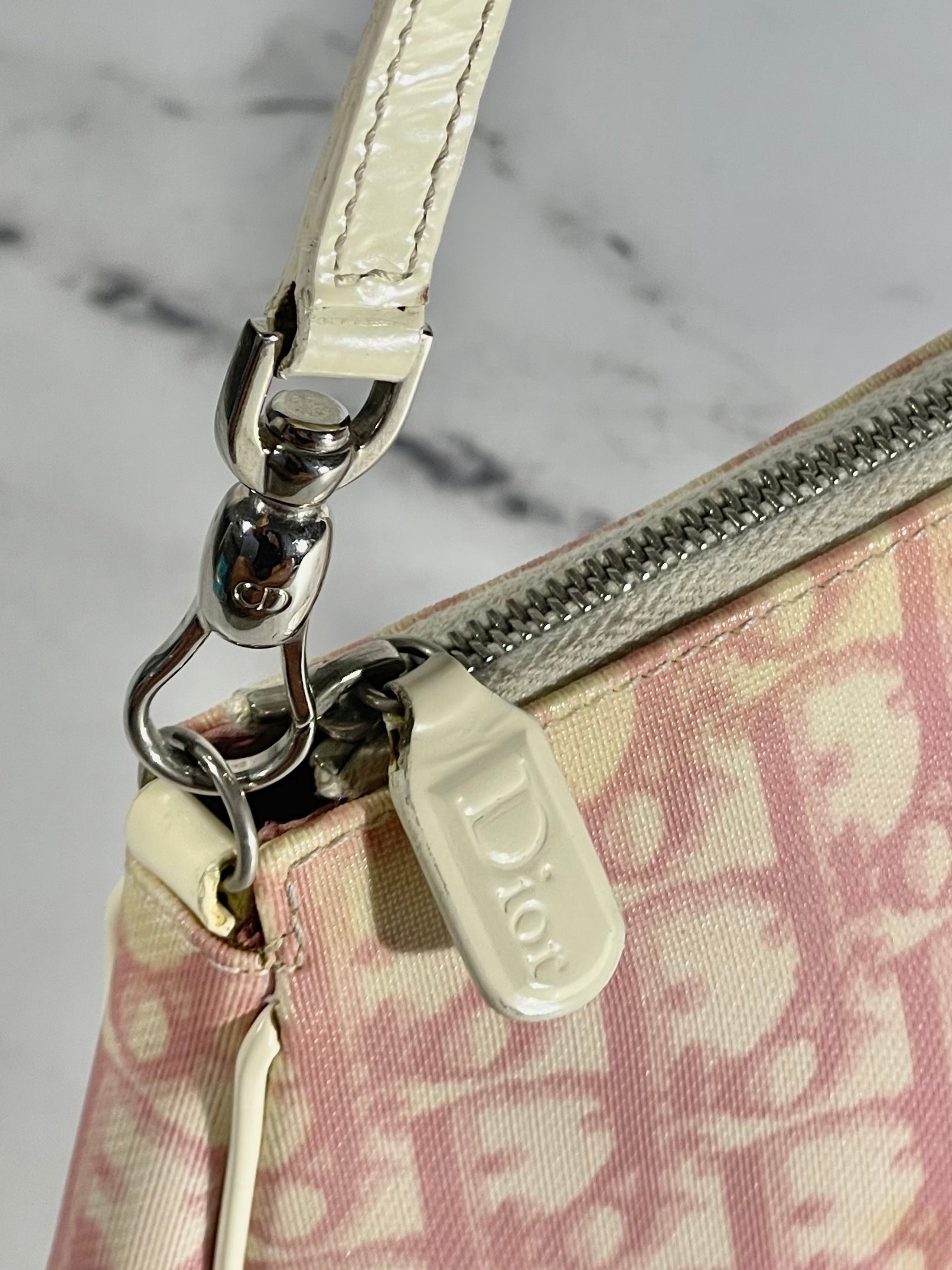 Dior Vintage Pink & White Monogram Diorissimo Mini Saddle Bag Pochette –  Old Trends New Trends