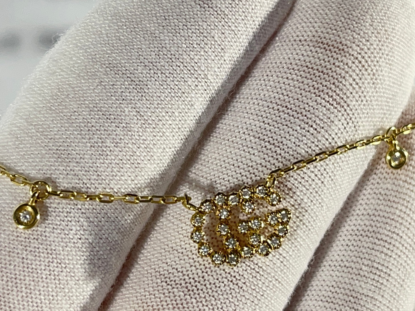 Gucci 18K Yellow Gold GG Running Necklace with Diamonds