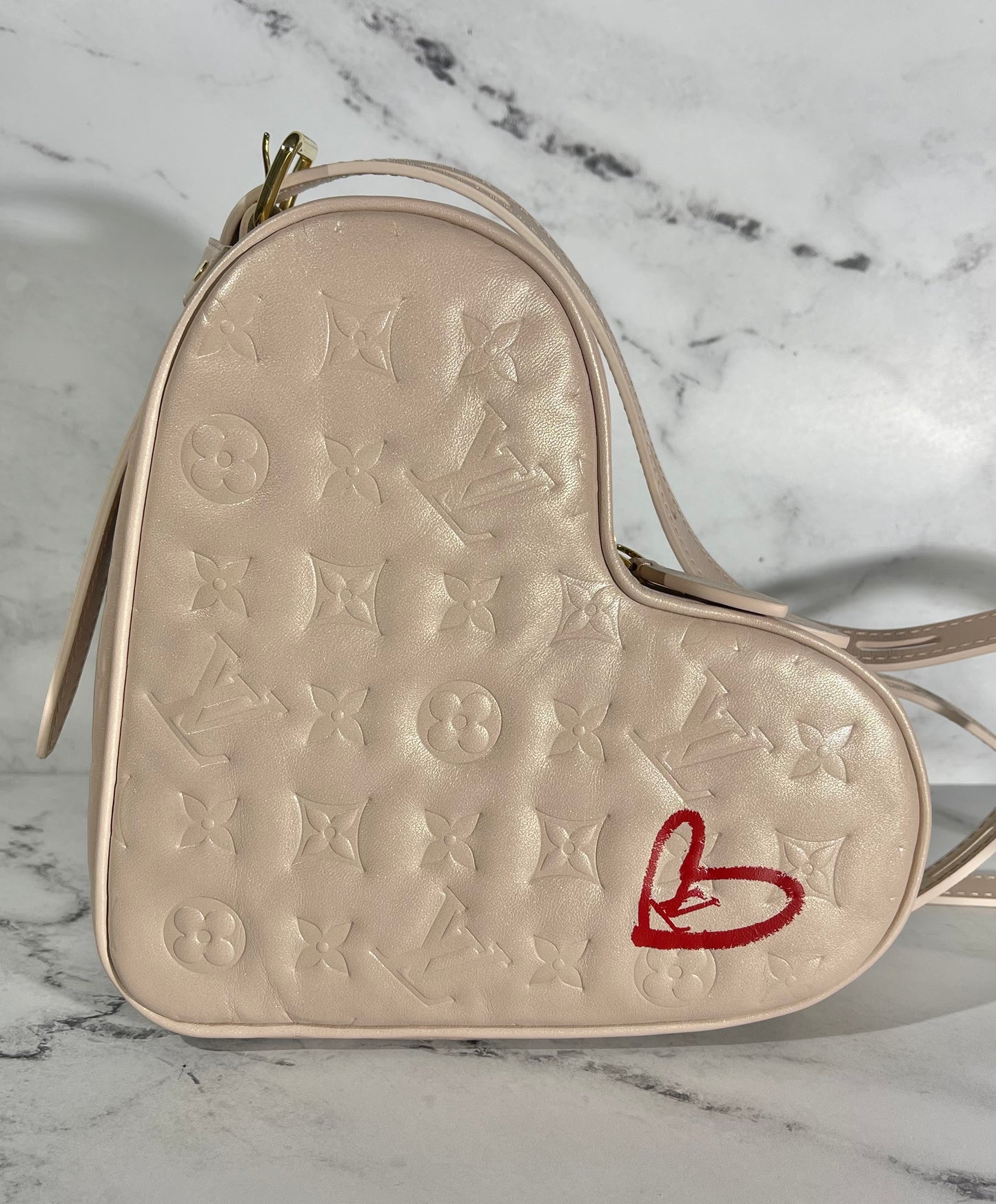 Louis Vuitton Fall in Love Red Monogram Lambskin Sac Coeur Heart